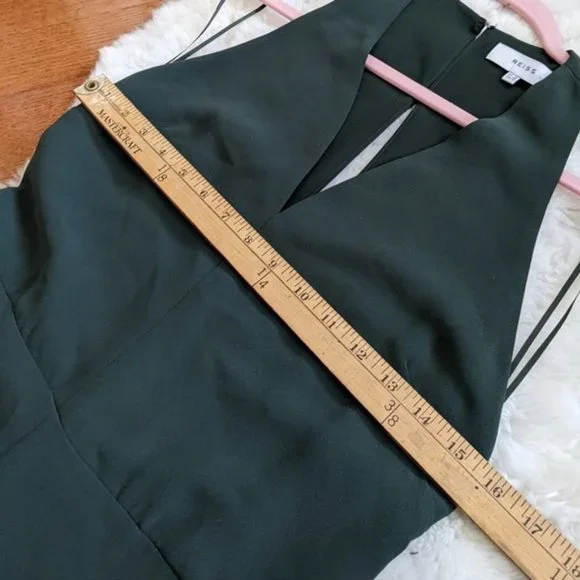 Reiss naddia plunge v neck strappy back wide leg green jumpsuit 6 Accessories